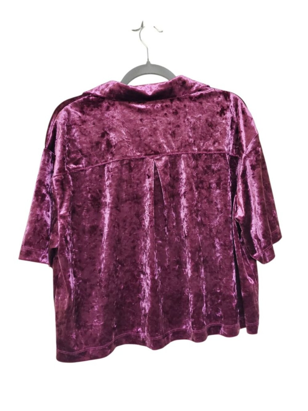 Stars Above Women's Maroon Crushed Velvet Button Up Cropped PJ Top NWT Size XL - Picture 3 of 3